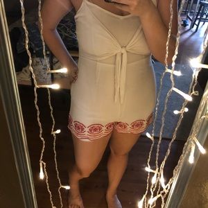 White Romper with Red Detail
